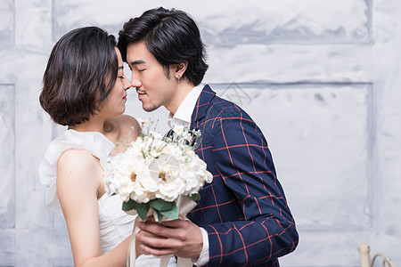 韩式婚纱新婚幸福年轻夫妻背景