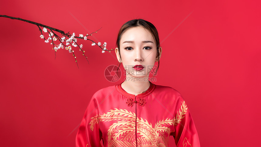 旗袍女性美妆形象图片