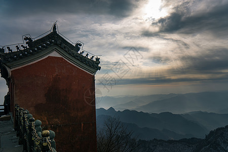 武当山景区湖北武当山冬日山峦雪景背景