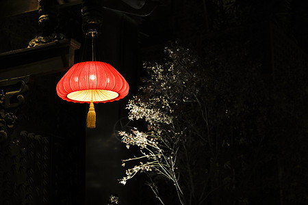 夜景红色灯笼特写背景图片