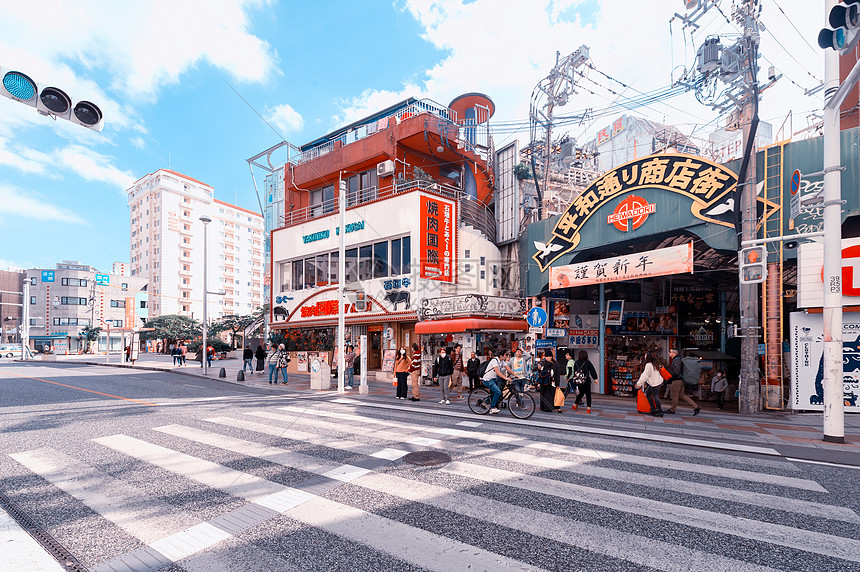 日本冲绳 商业街图片