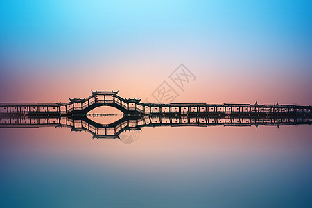 复古廊桥美丽的江南风光锦溪廊桥背景