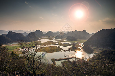 村落云南普者黑风光背景