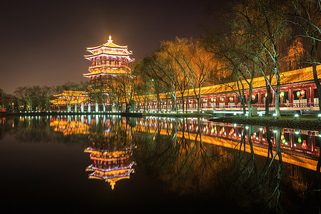 西安芙蓉园大唐芙蓉园夜景背景