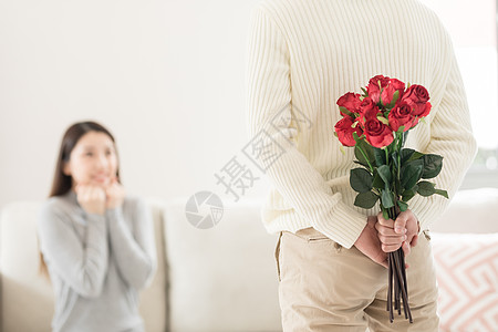 鲜花情侣情人节男生送女生玫瑰花背景