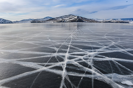 俄罗斯冬季冬季贝加尔湖上壮观的冰裂背景