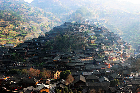 民族建筑西江千户苗寨背景