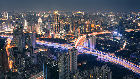 上海延安高架夜景高清图片