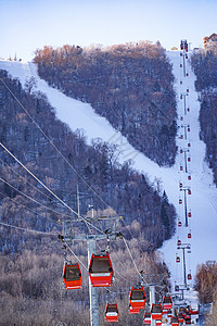 亚布力雪场索道缆车背景