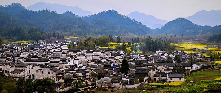 西递宏村字体西递全景背景