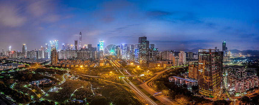 深圳城市夜景全景图图片