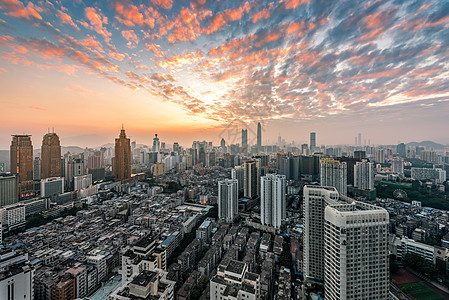 绿地大厦罗湖城市晚霞图背景