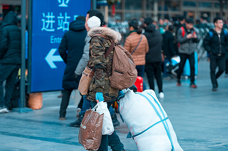 中国风路春运慢慢回家路满满的爱背景