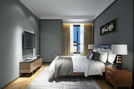 现代简洁卧室高清图片
