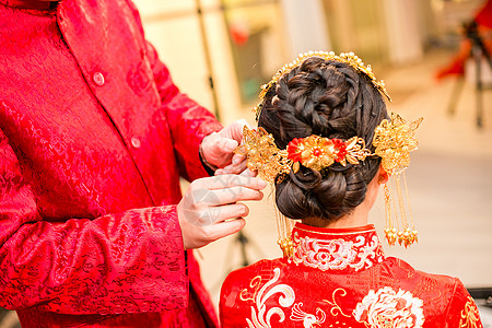 婚礼中式婚礼头饰背景