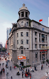 武汉步行街上老建筑高清图片