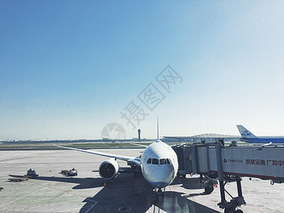 波音787靠桥机场背景图片