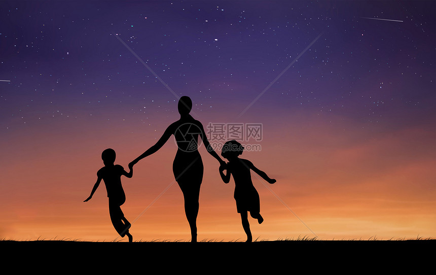 夜空下奔跑剪影图片素材_免费下载_jpg图片格