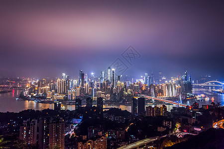 重庆南山山城夜景背景