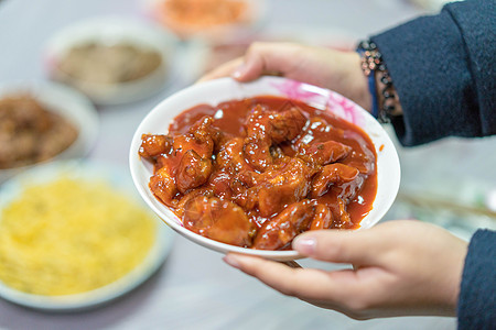 中式餐饮美食年夜饭背景图片