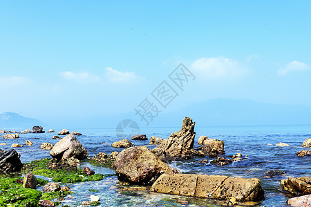 海浪岩石天空背景背景图片