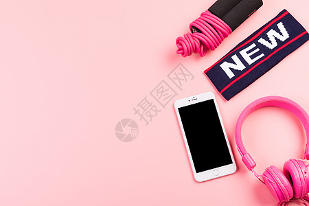 跑步手机粉色女性运动健身背景背景