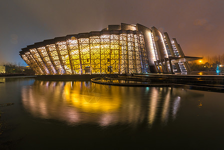 浙江乌镇雪后夜景图片