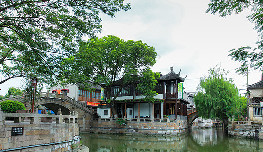 古风建筑上海著名古镇枫泾古镇背景