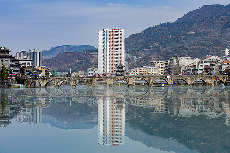 多彩建筑小镇背景