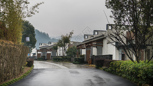 雨天别墅安徽黄山德懋堂度假村别墅群背景