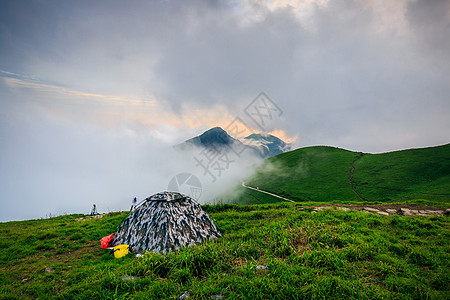 江西旅游武功山云海户外露营背景