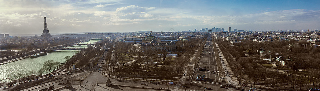 鸟瞰巴黎城区全景背景图片
