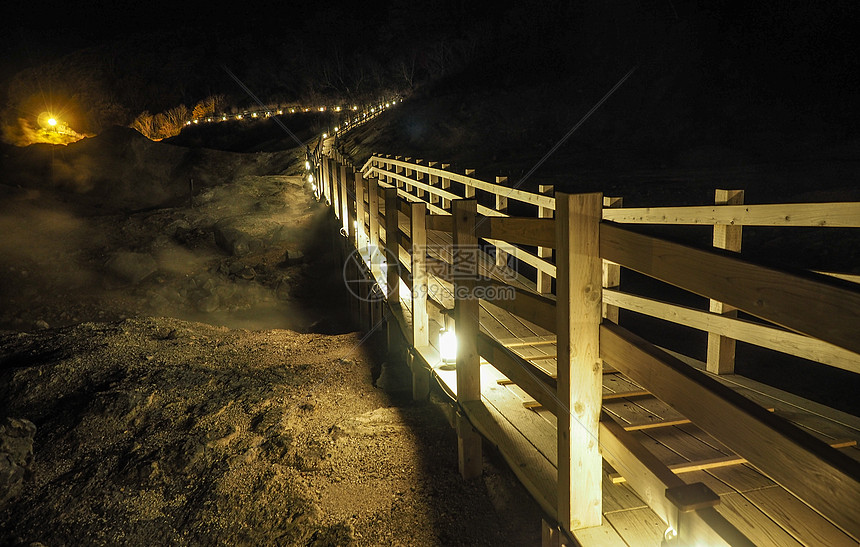 登别地狱谷夜景鬼火之路图片