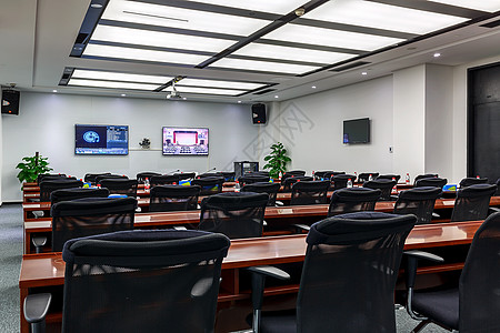 公司初期素材宽敞明亮的电视电话会议室背景