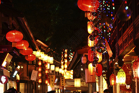 夜景街拍宽窄巷子成都名小吃背景