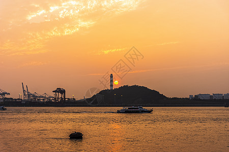 厦门鼓浪屿海边日落背景图片