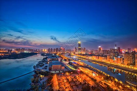 夜晚的天空武汉城市中心夜景背景