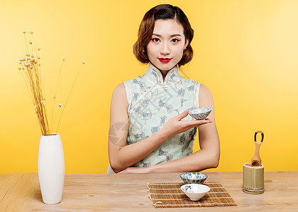 民国风古典美女演绎茶文化图片