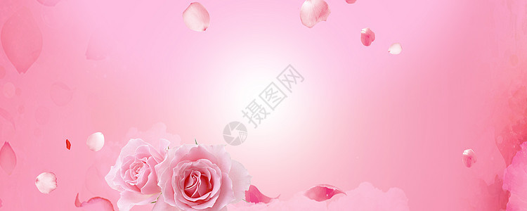 美容浪漫粉红海报背景图片