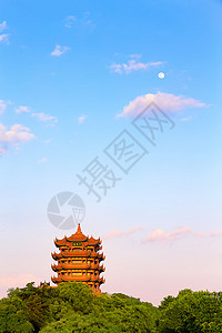 海边风景照湖北黄鹤楼证件照背景