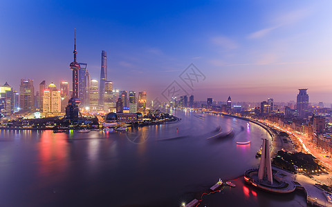 上海陆家嘴日转夜延时背景