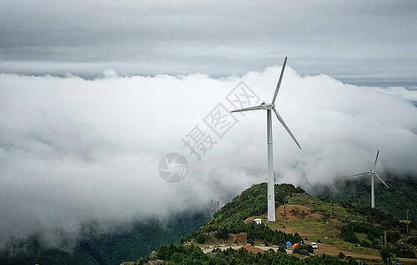 浙江括苍山云海风车背景图片