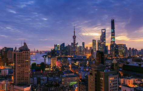 城市大楼上海外滩陆家嘴夜景风光背景