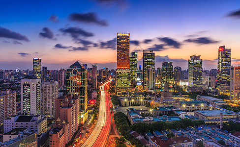 上海CBD嘉里中心夜景上海城市风光高清图片素材