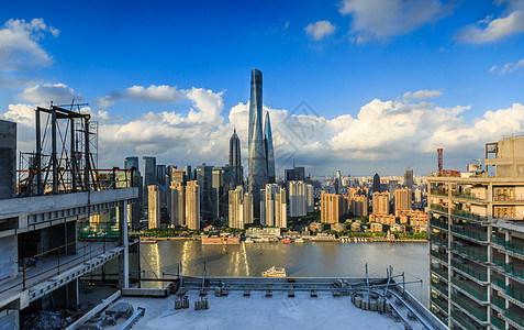 上海建筑工地与陆家嘴高清图片