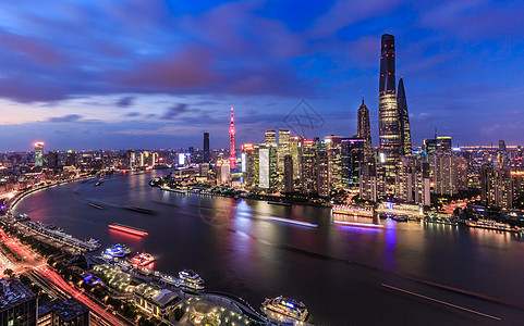 俯拍上海陆家嘴璀璨夜景高清图片