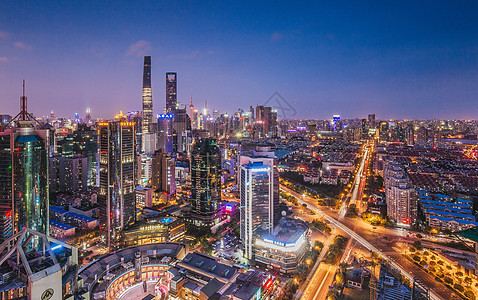 璀璨的上海浦东夜景背景图片