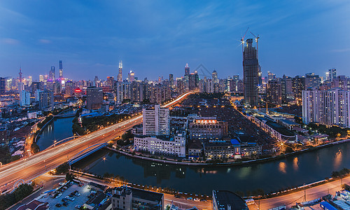 上海苏州河夜景商务金融高清图片素材