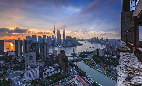 上海陆家嘴日出风光图片