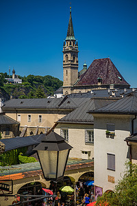 萨尔斯堡要塞欧洲旅游名城萨尔斯堡建筑背景